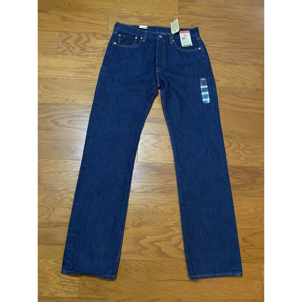Levis Jeans 32x34 501 Blue Denim 100% Cotton Straight Leg Button Fly NEW! $80